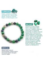 Sertifikalı Doğal Taş Turkuaz-malakit-sodalit-labradorit 8 Mm Bileklik