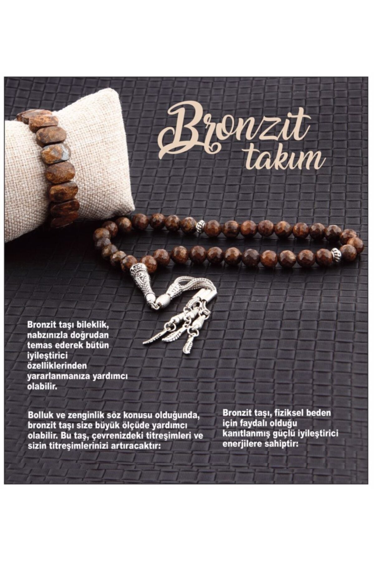 Sertifikalı Bronzit Bileklik Ve Tesbih Takımı
