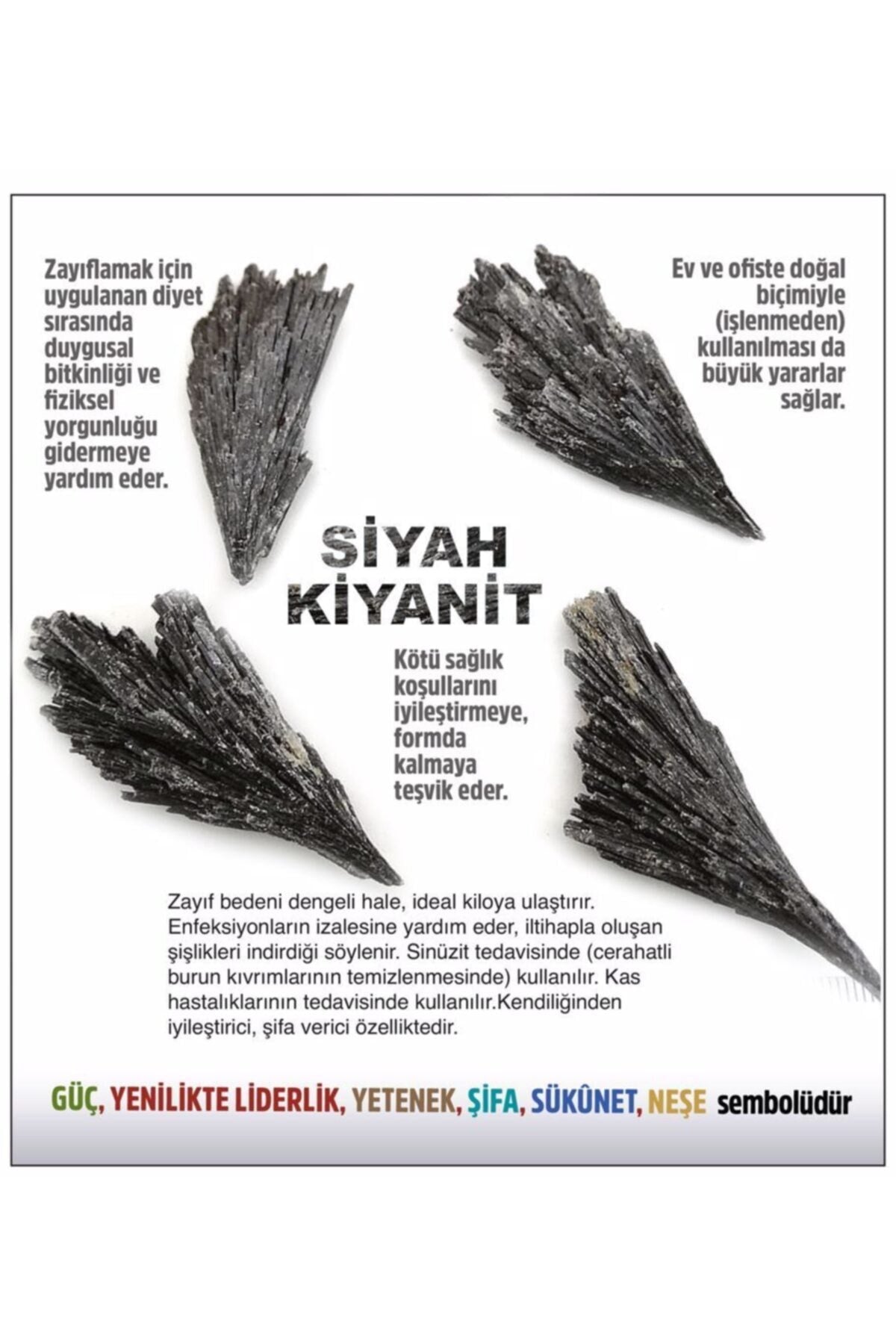 Sertifikalı Doğal Taş Aksesuar - Siyah Kiyanit (1 ADET FİYATIDIR)