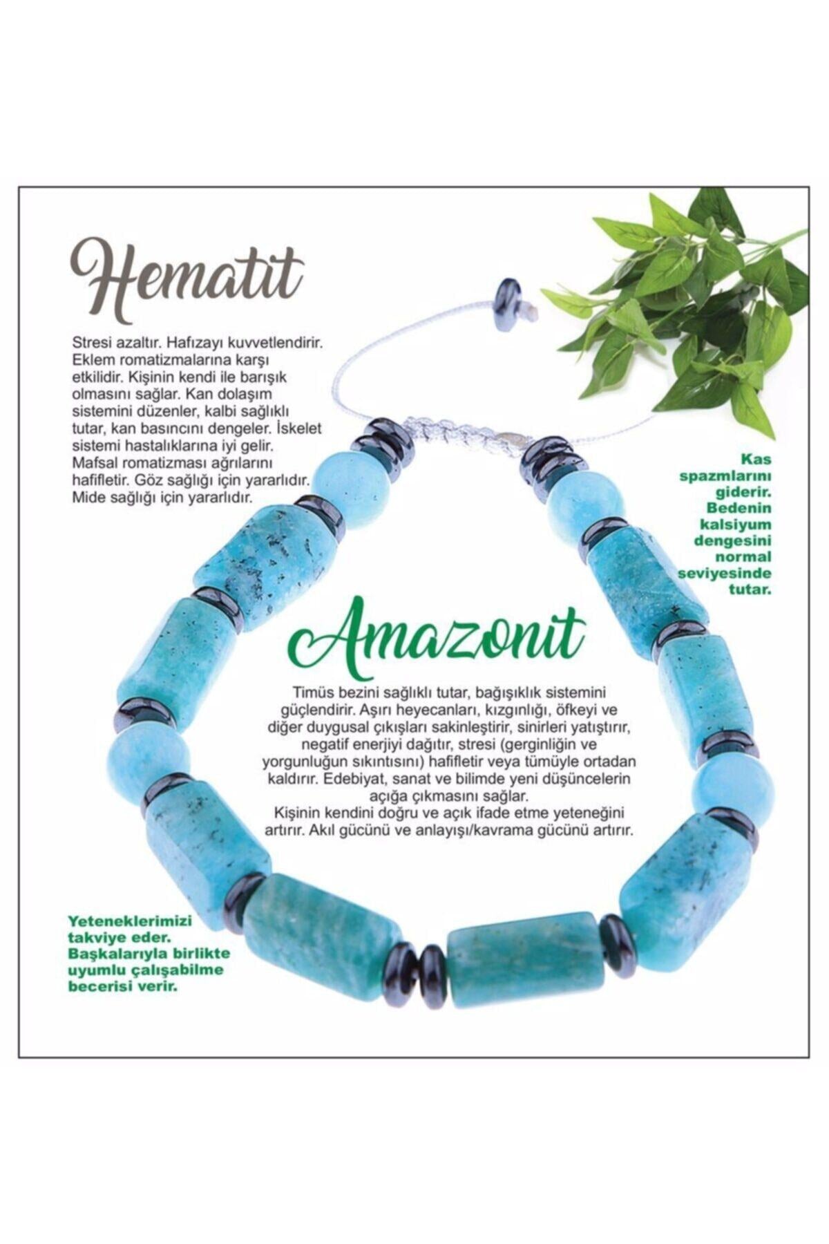 Sertifikalı Doğal Taş Bileklik - Hematit-amazonit