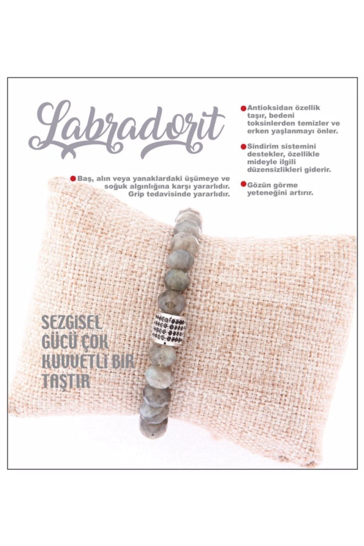 Sertifikalı Doğal Taş Bileklik - 7mm Fasetli Rondel Kesim,labradorit Taşı