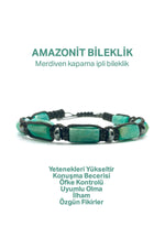 Orijinal Hakiki Amazonit - Hematit Doğal Taş Merdiven Kapama İpli bileklik
