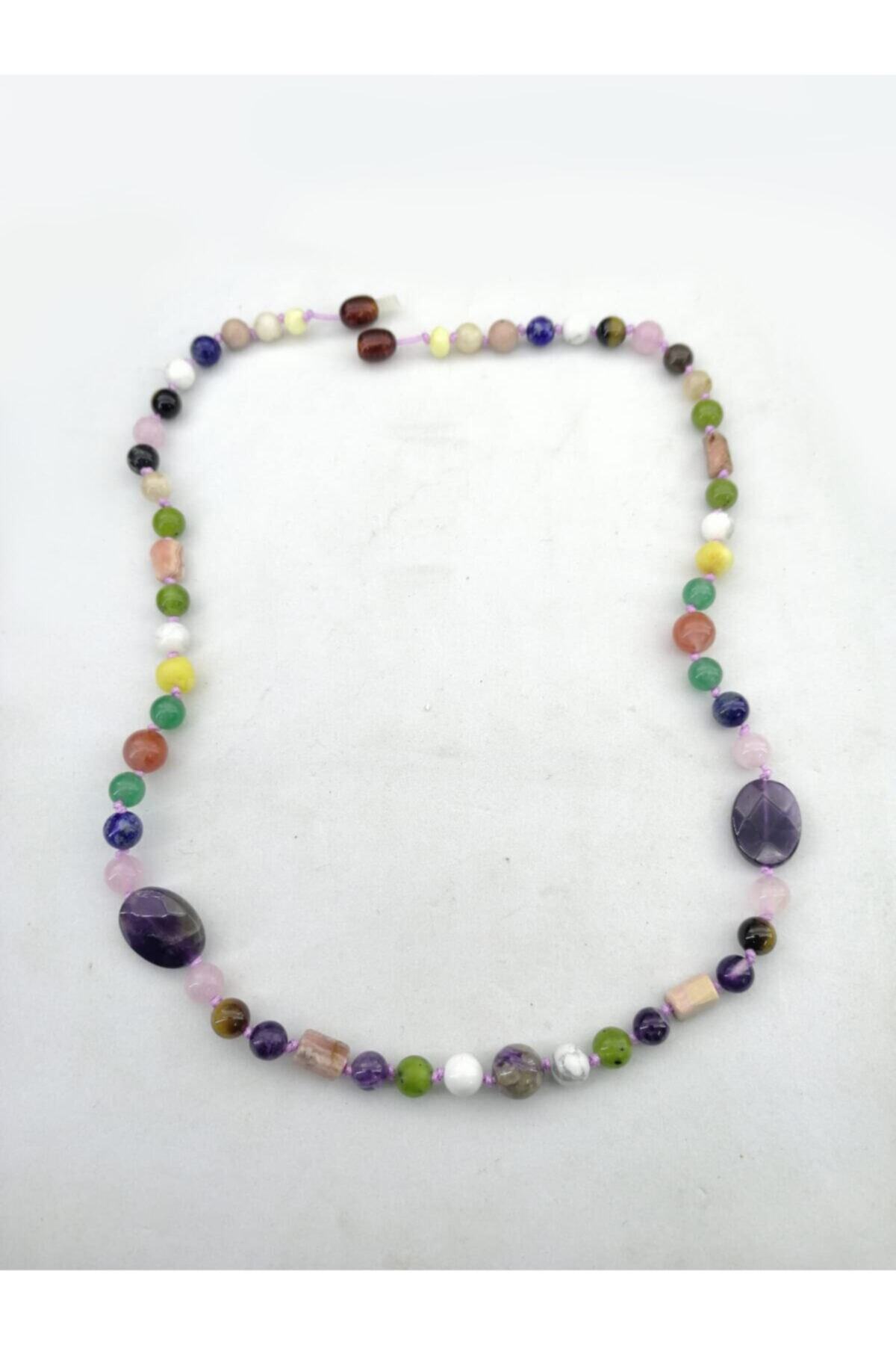Akik-ametist-yeşim-kehribar-kaplan Gözü-çeroit-pembe Kuvars-rodokrosit-lapis-havlit-aventurin-kolye
