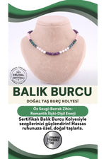 Sertifikalı Balık Burcu Doğal Taş Kolye M056