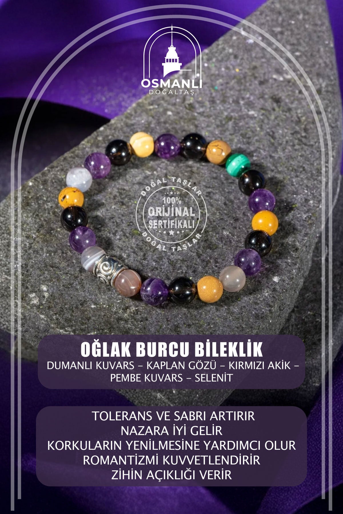 Oğlak Burcu Doğal Taş 8mm Bileklik
