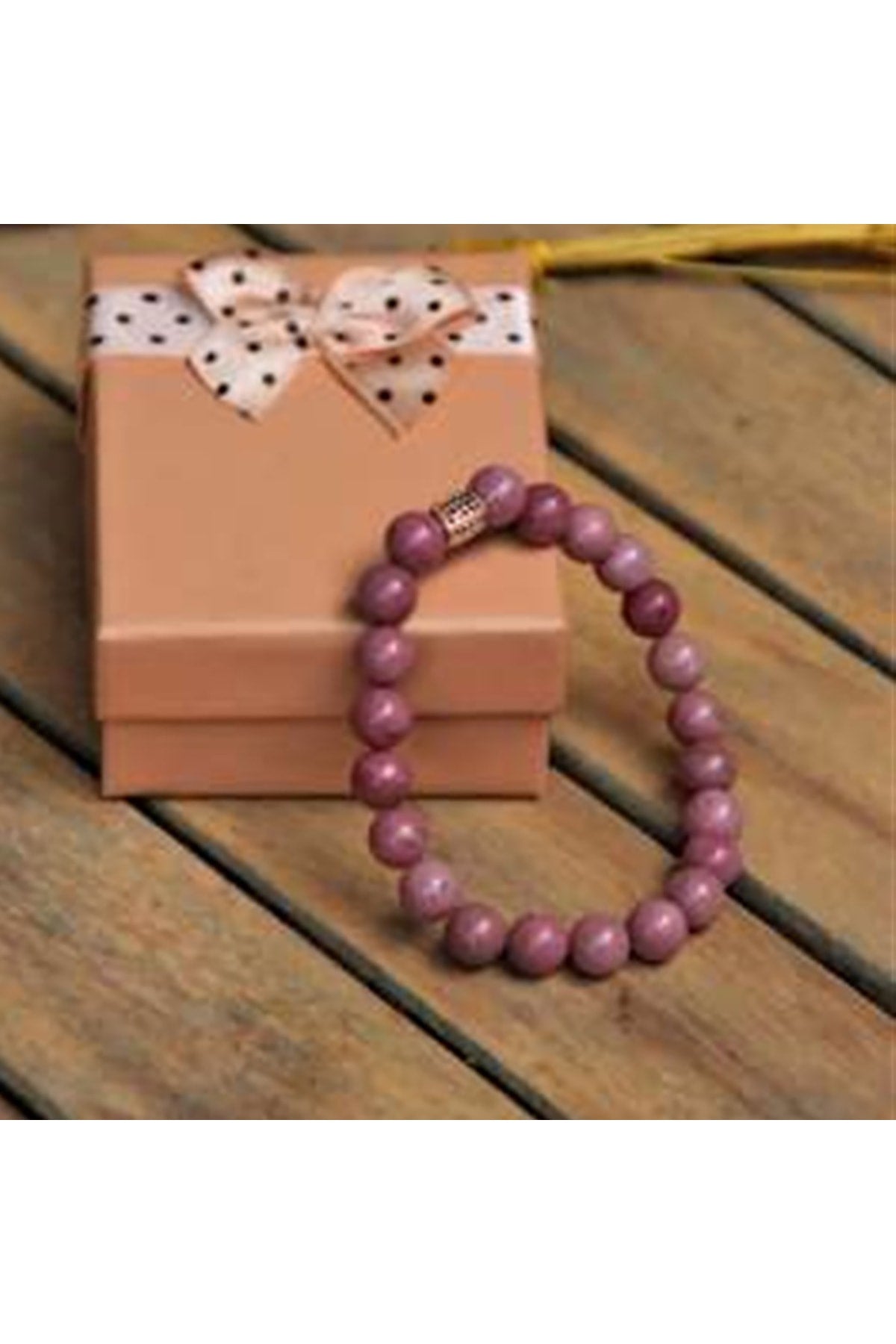 Sertifikalı Jasper Taşı Doğal Taş Bileklik-8mm Pembe B255