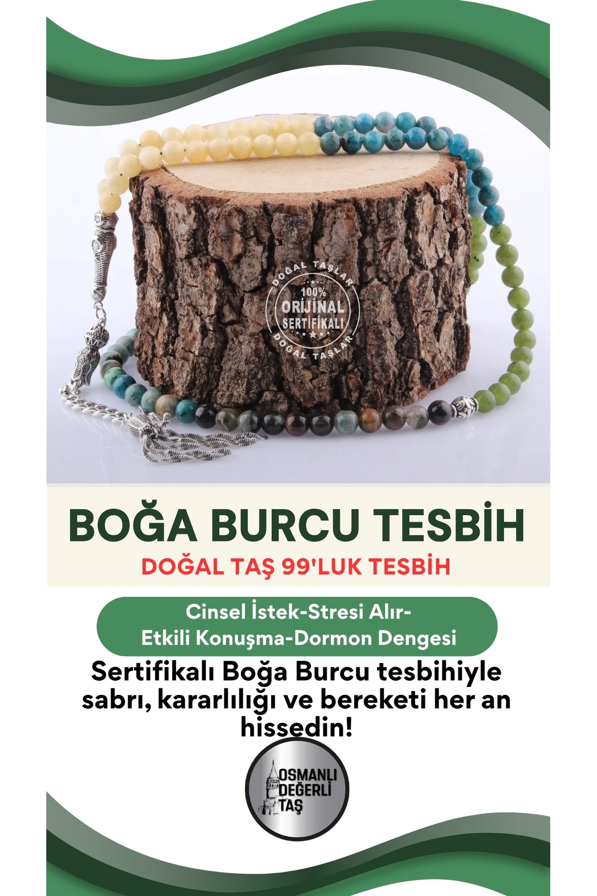 Sertifikalı Boğa Burcu 99'luk Tesbih T095
