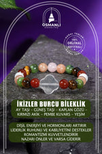 Ikizler Burcu Doğal Taş 8mm Yonca Bileklik