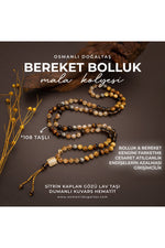 Sertifikalı Bereket & Bolluk 108 Taşlı Mala Kolyesi Kaplan Gözü Sitrin Dumanlı Kuvars Doğal Taşlı