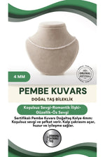 Sertifikalı Pembe Kuvars Doğaltaş Kolye 4 Mm, M482