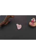 Sertifikalı Pembe Kuvars Doğal Taşı Kalpli Gua Sha Masaj Taşı 1. Sınıf Sertifikalı Gua Sha - Kalın