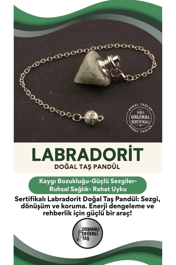 Sertifikalı Labradorit Doğal Taş Pandül - S018