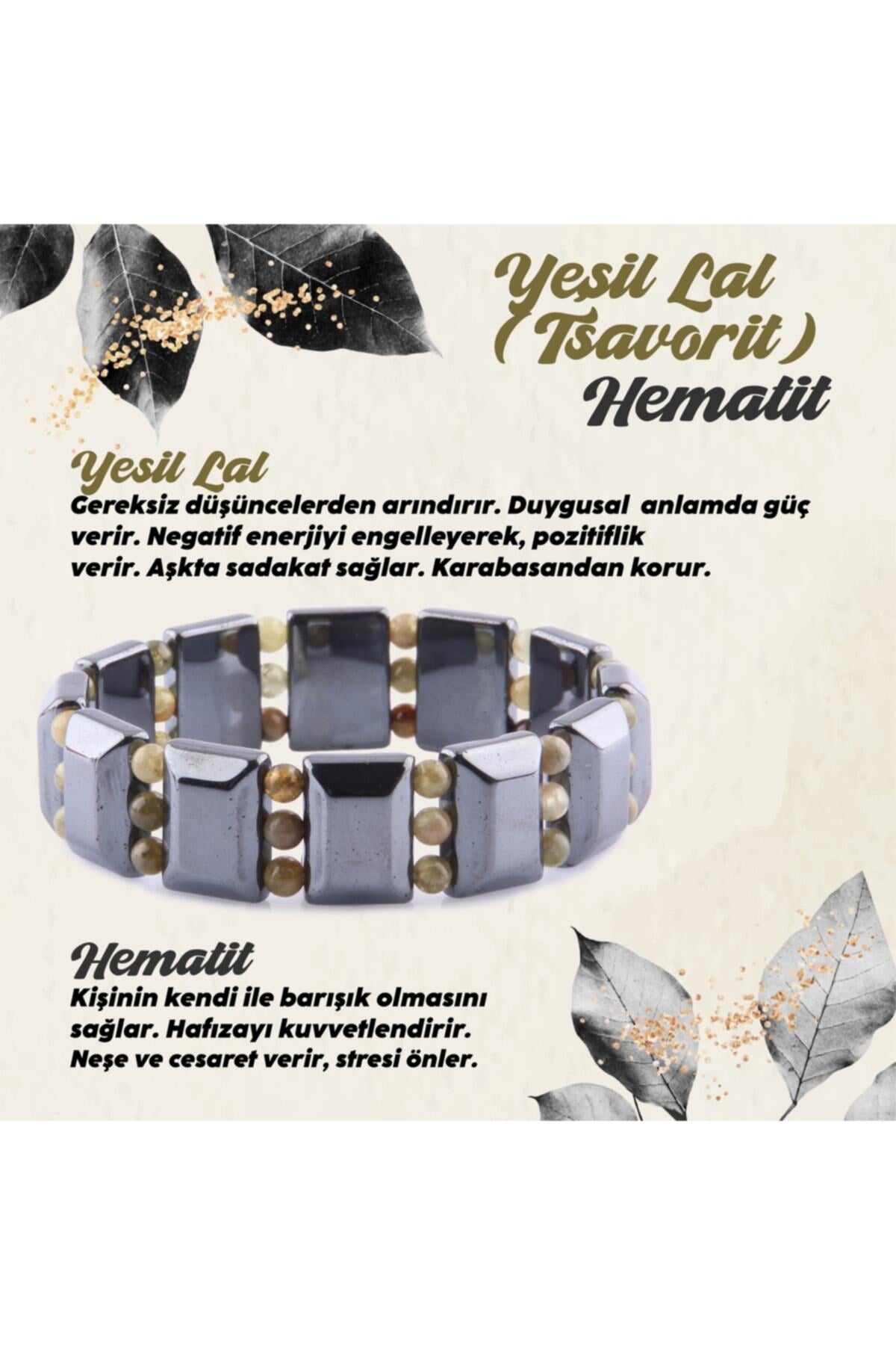Sertifikalı Hematit - Yeşil Lal (tsavorit) Doğal Taş Roleks Bileklik 15 Mm B757