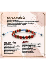 Sertifikalı Kaplan Gözü - Hematit - Akik Doğal Taşı Bileklik - 8 Mm