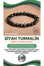 Sertifikalı Siyah Turmalin Doğal Taş Fasetli Bileklik ODT062