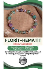 SERTİFİKALI Florit-Hematit Doğal Taş Bileklik 6-8 mm