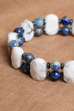 Sertifikalı lapis lazuli - havlit doğal taş bileklik