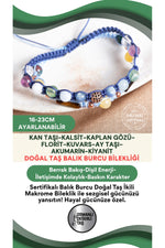 SERTİFİKALI Balık Burcu Doğal Taş İkili Makrome Bileklik