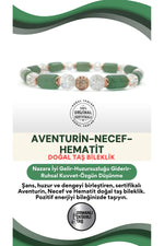 Sertifikalı Hakiki Orijinal Aventurin - 6mm Necef - Hematit Doğal Taş Misinalı Bileklik