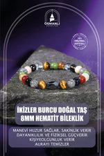 Ikizler Burcu Doğal Taş 8mm Hematit Bileklik