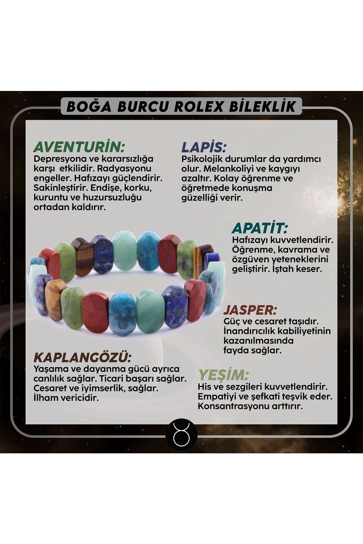 Sertifikalı Boğa Burcu Roleks Bileklik B026