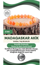 Sertifikalı Madagaskar Akik Doğal Taş Bileklik 8 Mm B148