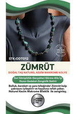 Sertifikalı Doğal Taş Zümrüt Naturel Kesim Makrome Kolye ODT012