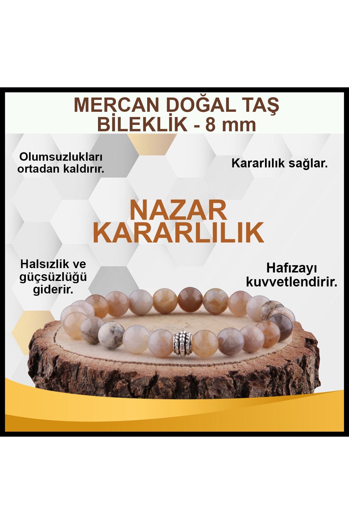 Sertifikalı Mercan Doğal Taş Bileklik 8 Mm B879