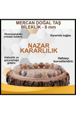 Sertifikalı Mercan Doğal Taş Bileklik 8 Mm B879