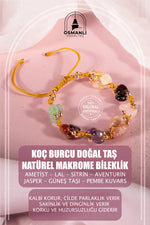 Koç Burcu Doğal Taş Natürel Makrome Bileklik