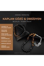 Sertifikalı Kaplan Gözü, Obsidyen Doğal Taşlı 33'lük Tesbih Ve Bileklik Takım