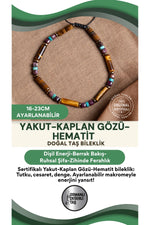 SERTİFİKALI Yakut Kaplan Gözü Hematit Doğal Taş Makrome Ayarlanabilir Bileklik