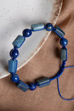 SERTİFİKALI Dumortierite- Lapis Lazuli Doğal Taş Ayarlanabilir Makrome Bileklik
