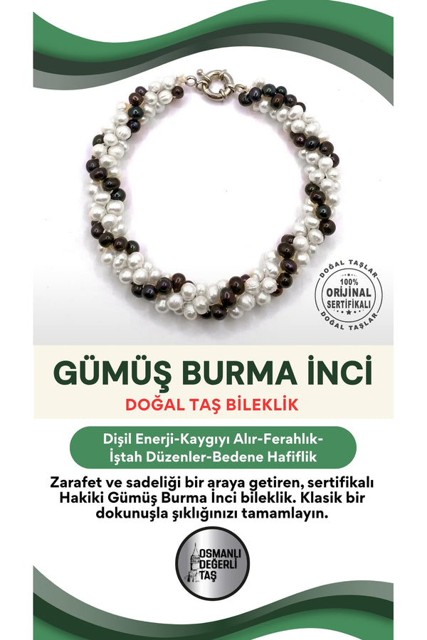 Sertifikalı Hakiki Orijinal Gümüş Burma İnci Bileklik