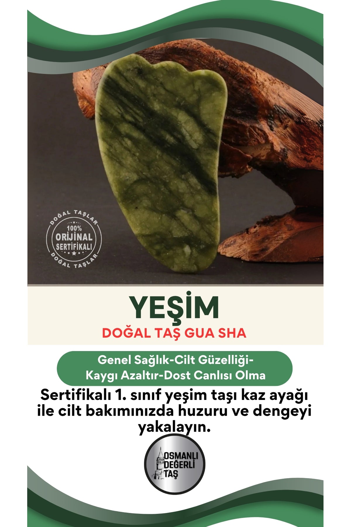 Sertifikalı Yeşim Taşı Doğal Taş Kaz Ayağı. 1. Sınıf Sertifikalı Ma035