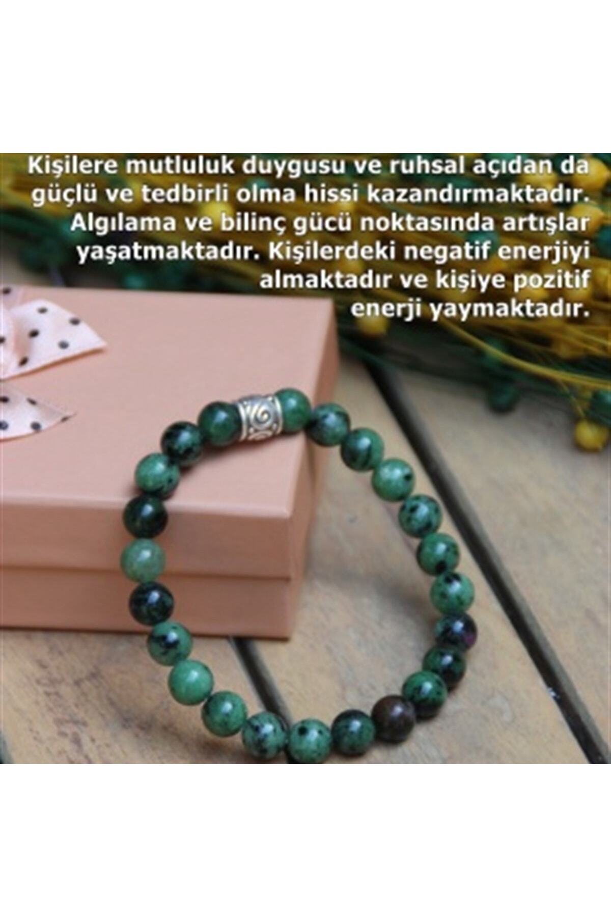 Sertifikalı Anyolit Taşı Doğaltaş Bileklik-8mm Yeşil B269