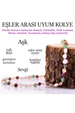 Sertifikalı Doğal Taş Eşler Arası Uyum Kolye 6 Mm - M408