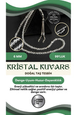 Kristal Kuvars Doğal Taş Tesbih 99luk - 6mm