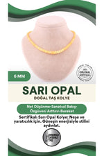 Sertifikalı Sarı Opal Doğal Taş Kolye - M356
