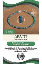 Sertifikalı Apatit 3-4 mm Fasetli Kesim Doğal Taş Bileklik