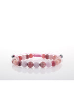 Pembe Kuvars, Pembe Opal, Altın Rutilli Kuvars, Hakiki Yemen Akiği, Rodokrozit, Kunzit Bileklik B905