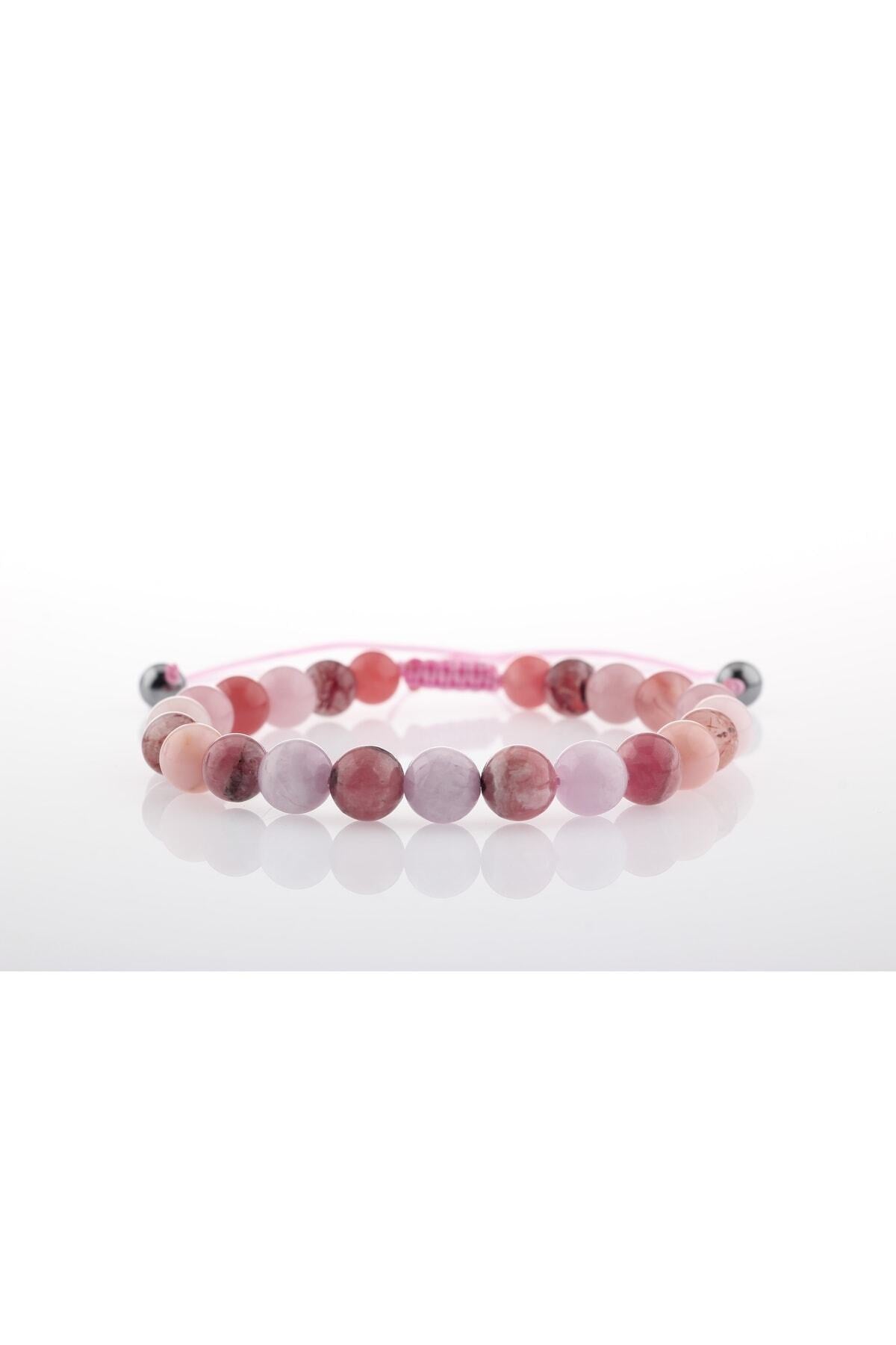Pembe Kuvars, Pembe Opal, Altın Rutilli Kuvars, Hakiki Yemen Akiği, Rodokrozit, Kunzit Bileklik B905