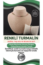 Sertifikalı Turmalin Renkli Kolye Bileklik Takım 4 Mm