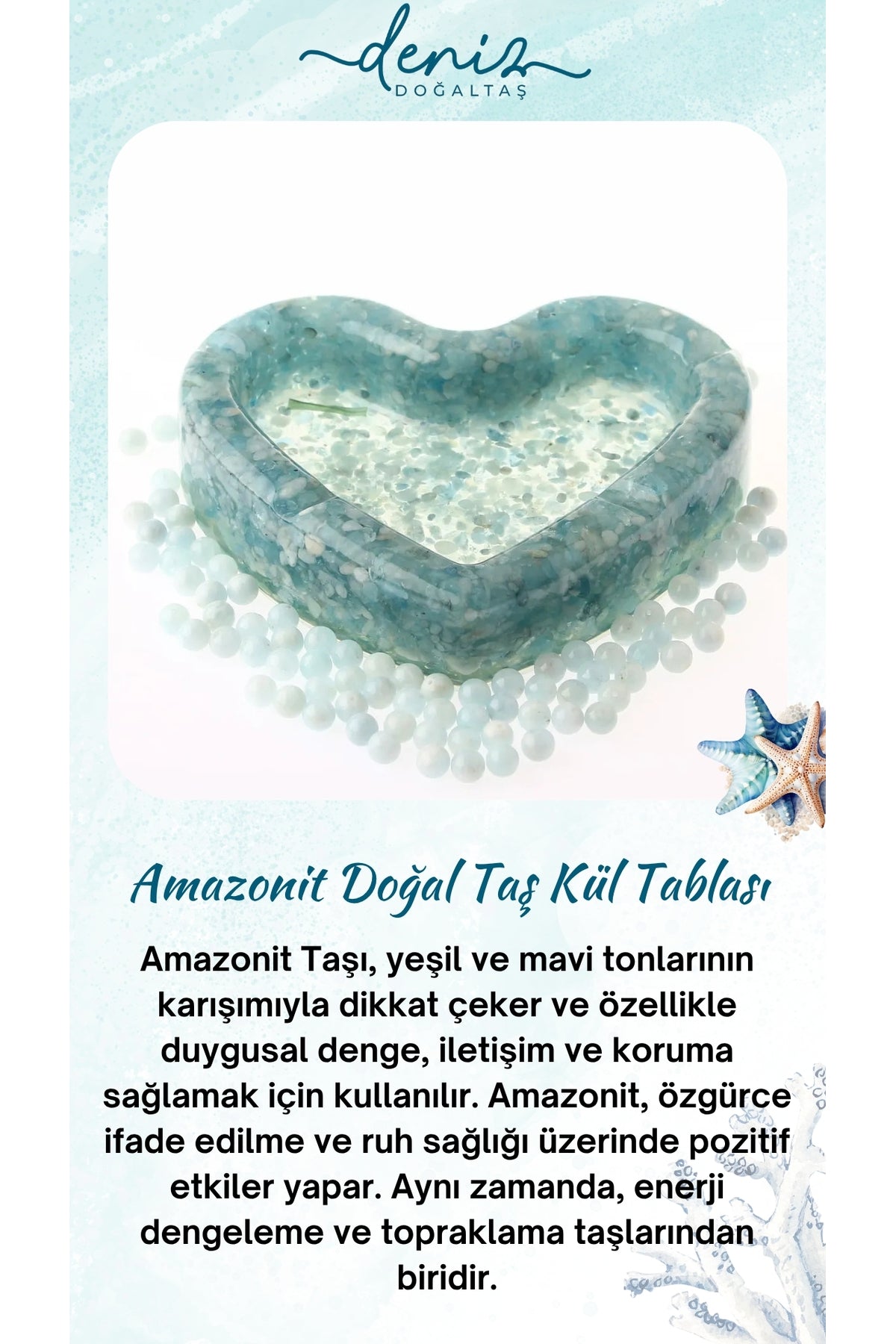 Sertifikalı Amazonit Doğaltaş Kül Tablası, Amazonit Doğal Taş Küllük Kl007