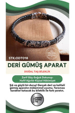 Sertifikalı Deri Gümüş Aparatlı Doğal Taş Bileklik ODT018