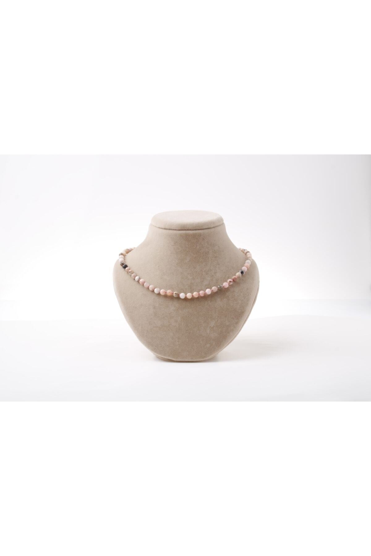 Sertifikalı Pembe Opal Doğaltaş Kolye 6 Mm, M585