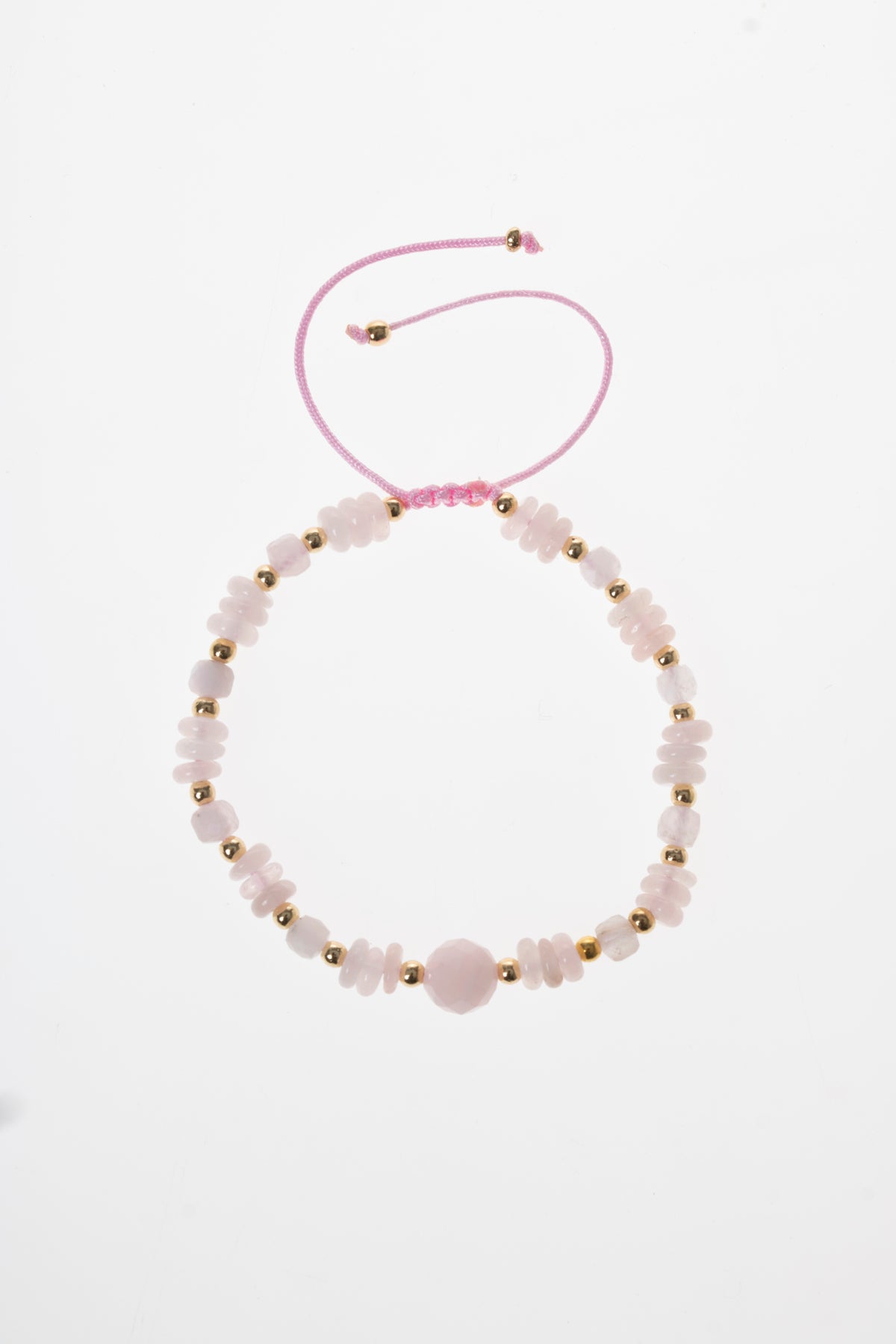 Sertifikalı PEMBE KUVARS Doğal Taş Makrome Bileklik ODT142