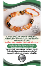 SERTİFİKALI Sakral Çakrası Doğal Taş Makrome Ayarlanabilir Bileklik