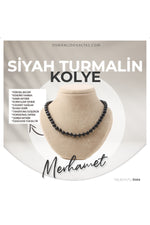 Sertifikalı Siyah Turmalin Doğaltaş Kolye 8 Mm, M547