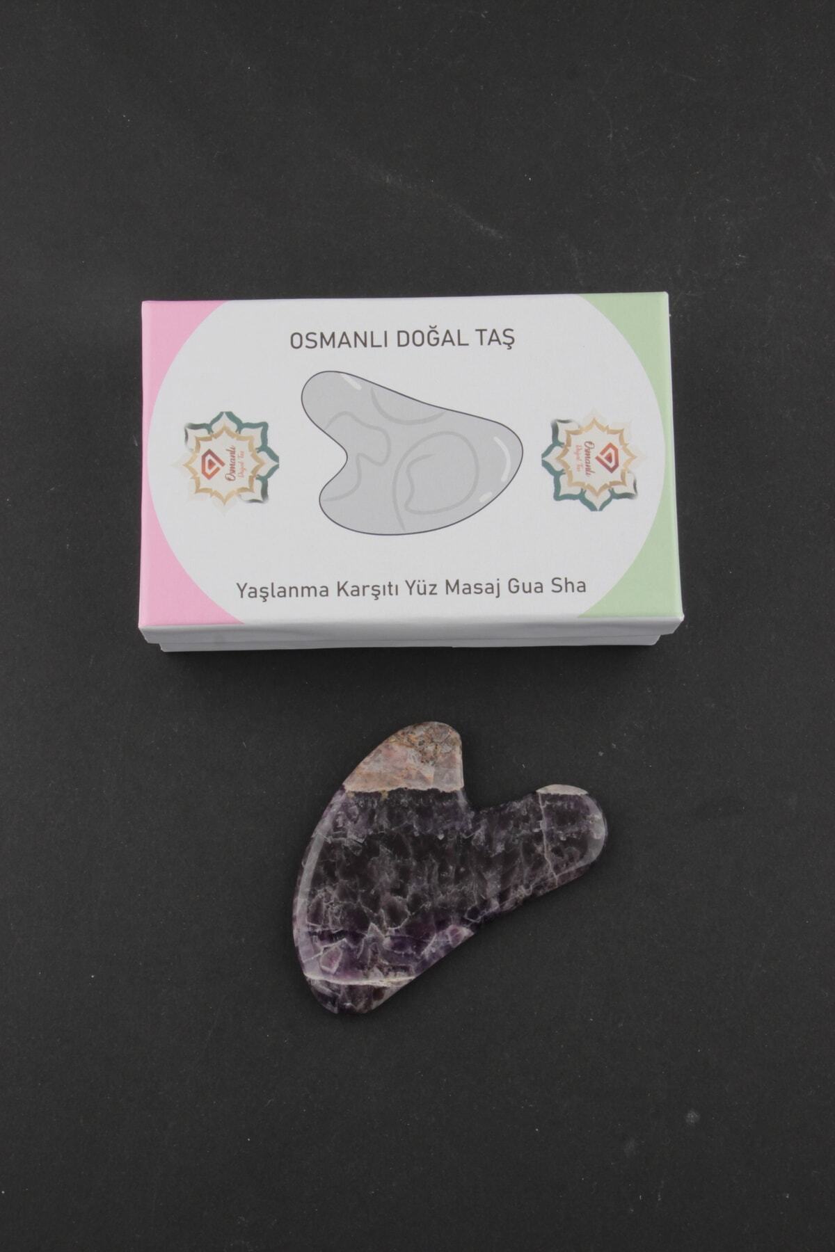 Sertifikalı Ametist Doğal Taşı Kalpli Gua Sha Masaj Taşı